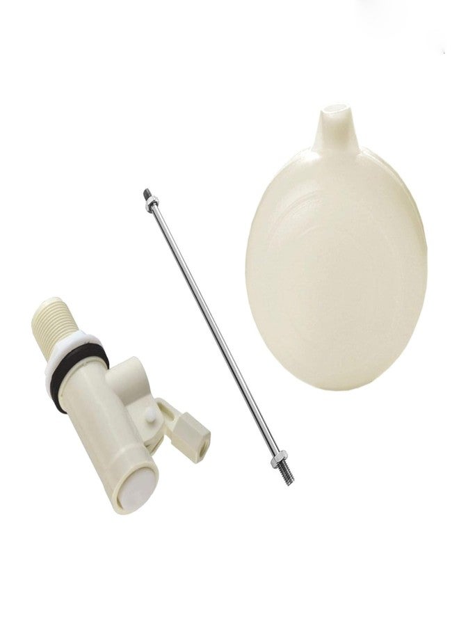 Ennius PVC Ball Cock Set with Aluminum Rod and Ball, Durable Water Float Ballcock Valve for Flush Tank, Toilet Accessory for Home (White Colour). - Image 2